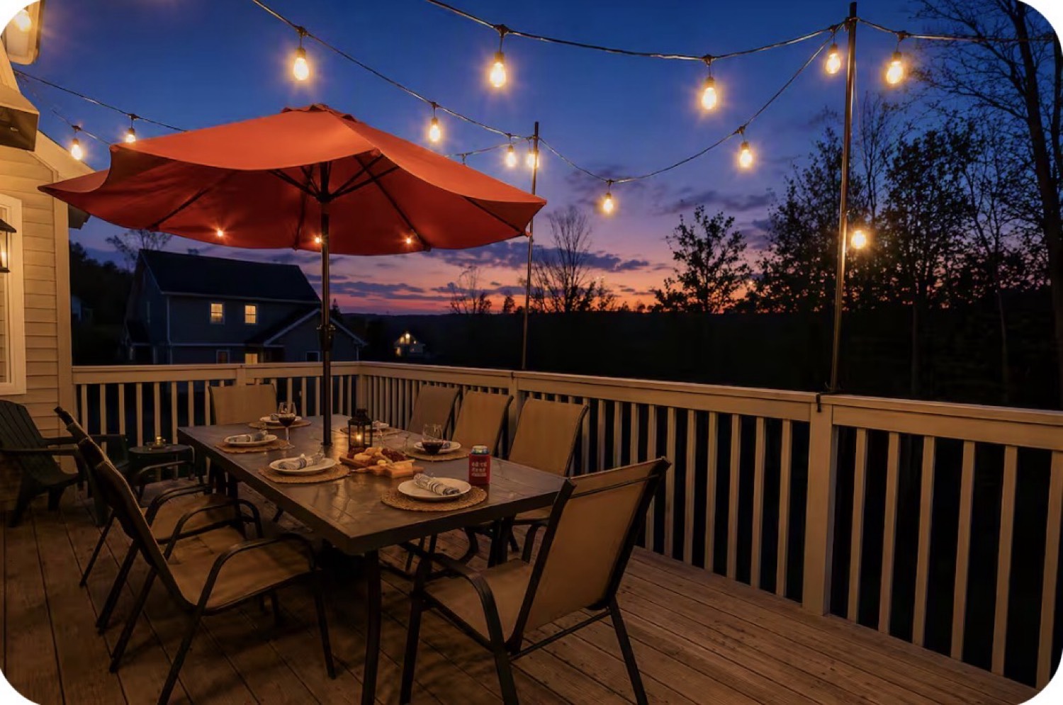Deck dining at dusk